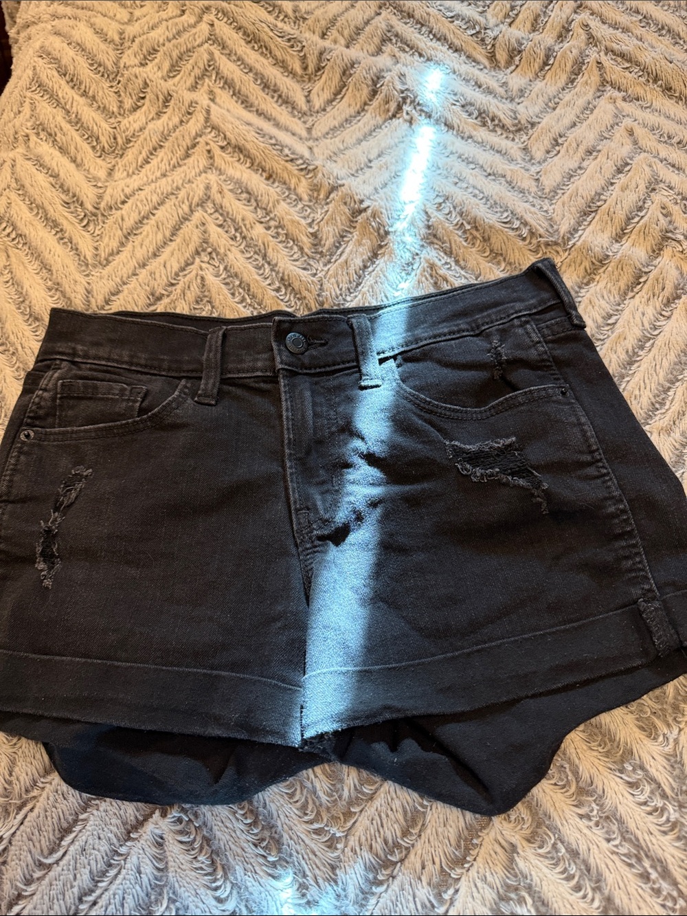 Women’s Black Distressed Denim Jean Shorts